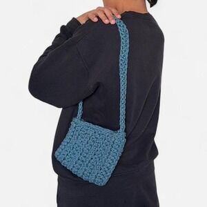 Blue crochet mini bag
